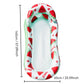 Inflatable water lounger with watermelon slice pattern in red and green