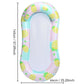 Inflatable water lounger with yellow lemon slice pattern on pale blue background