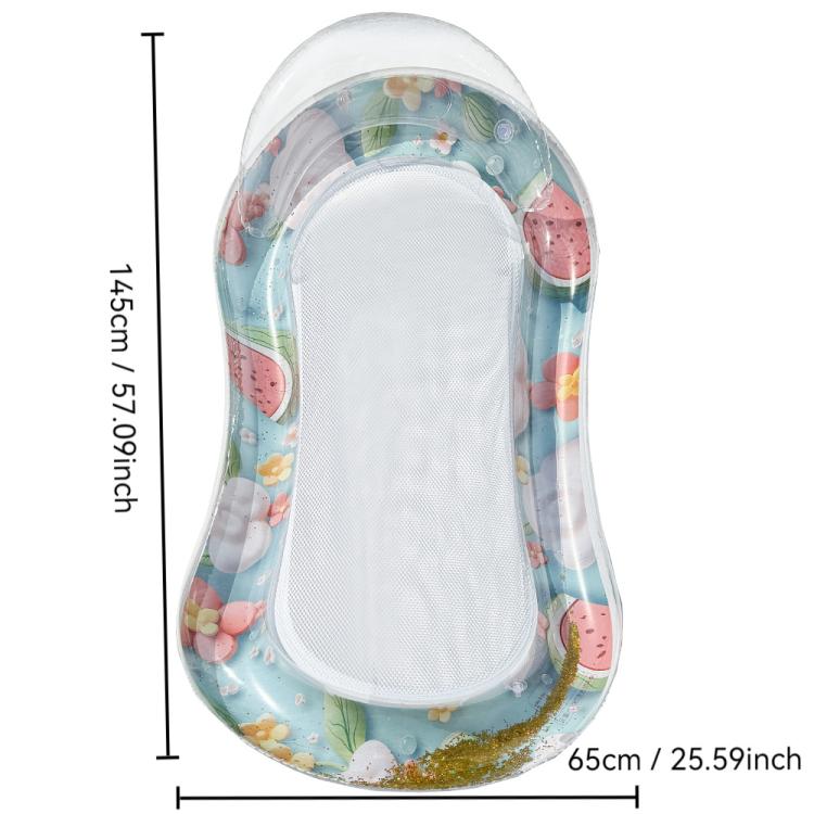 Inflatable water lounger with multicolor fruit and floral print plus glitter detail