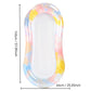 Inflatable floating bed lounger with pastel fruit-pattern border and white mesh center