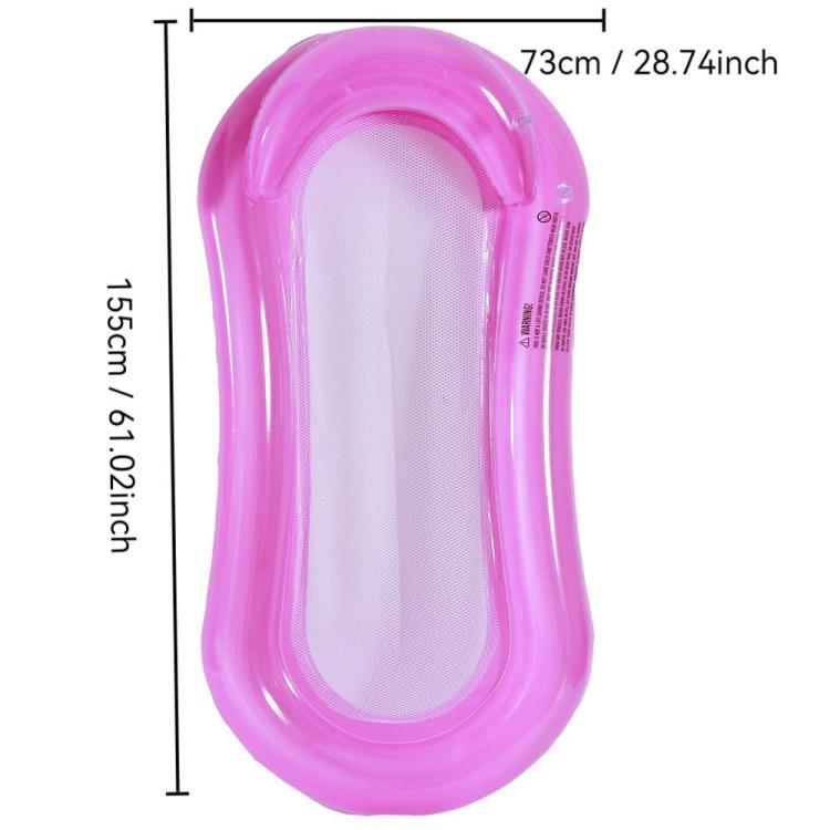 Inflatable pool bed lounger in bright pink with mesh center window