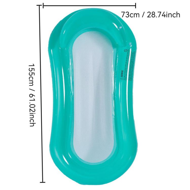 Inflatable pool bed lounger in teal with mesh center window
