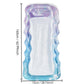 Inflatable floating bed lounger with purple top and blue glitter wavy sides, mesh center