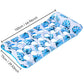 Inflatable pool float mattress with blue tropical leaf print and white cup-holes