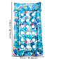 Inflatable floating pool lounger, blue floral print, round head air chambers