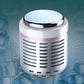 Silver cylindrical massage head with vented grille on top
