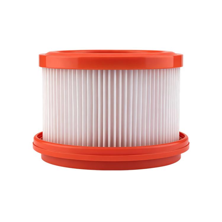 Replacement vacuum filter cartridge with orange rim and white pleated filter media