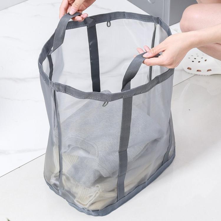 Large Mesh Laundry Basket With Handles Wall-Mounted & Foldable Dirty Clothes Hamper Portable Toy Storage Bag