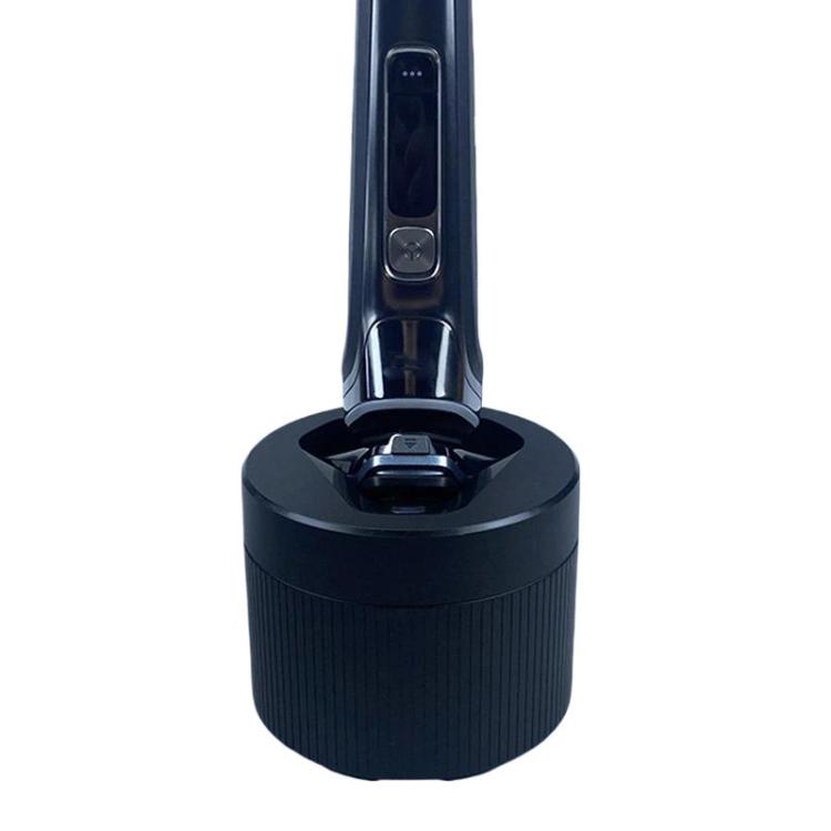 Replacement shaver cleaning station pod base, dark gray/black with open top
