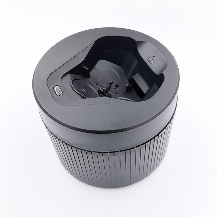 Replacement shaver cleaning station pod base, gray open cavity with molded parts