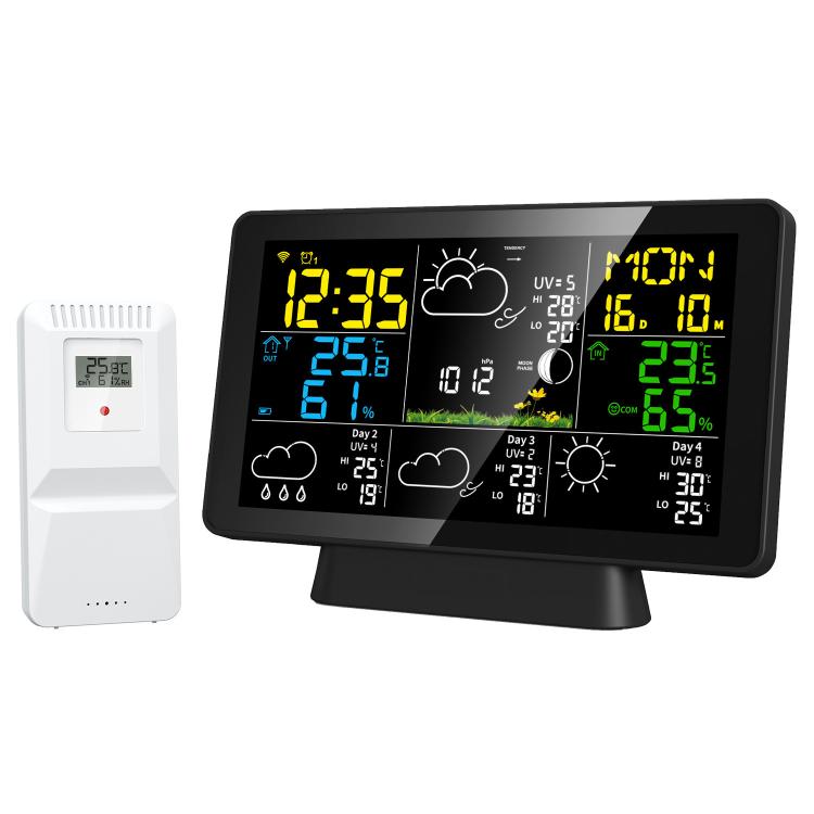 Wireless color weather station with stand and white outdoor sensor unit
