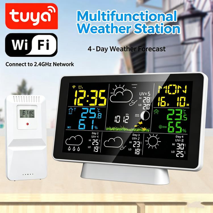 Wireless color weather station with stand and white outdoor sensor unit