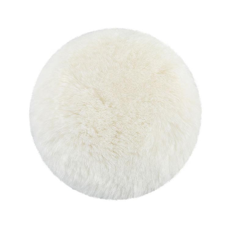 Round white wool polishing pad for angle grinder, long-pile buffing wheel
