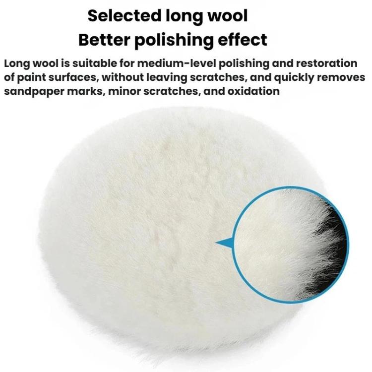White long-wool polishing pad with dense pile surface for buffing and polishing