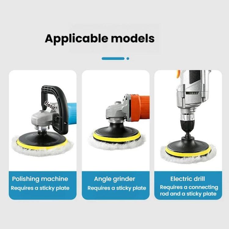 Wool polishing pads with sticky plate for angle grinders and electric drills