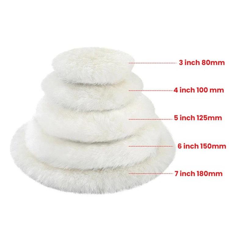 White wool polishing wheel set, 3–7 inch sizes (80–180mm)