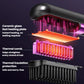 Cordless hair straightening brush with ceramic heating plate and thermal comb teeth, black-purple