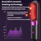 Cordless hair straightening brush showing dual ceramic heating element, black with purple accents