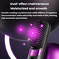 Cordless hair straightening brush with negative-ion style bristles and purple glow, black and purple