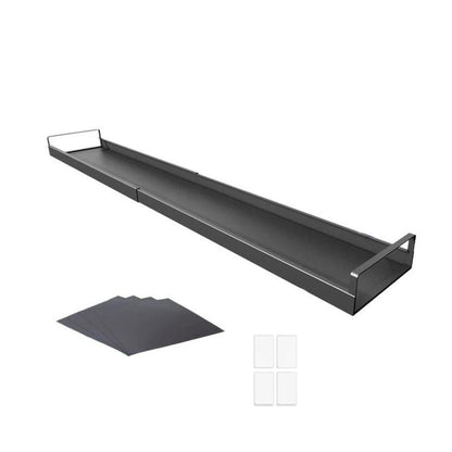 Telescopic magnetic rear stove storage shelf in dark gray with end rail guards