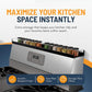 Stainless-style magnetic rear stove storage shelf with divided condiment containers