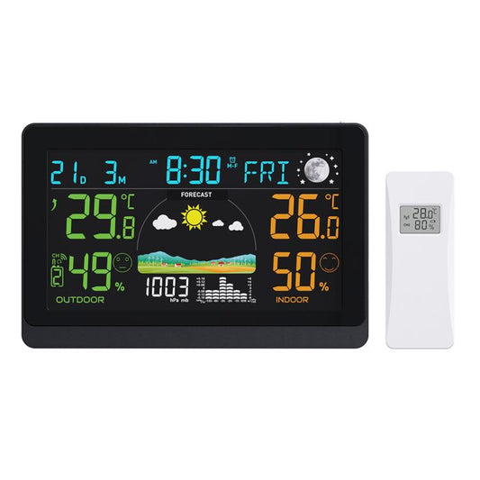 Wireless Weather Station With 7.5-Inch Large Color Display, Atomic Clock With Outdoor Sensor, Digital Thermometer Hygrometer