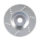 Silver diamond brazed cup grinding wheel with perforations around the outer edge