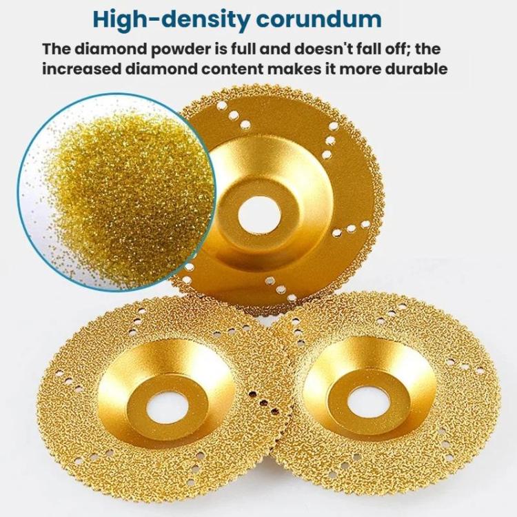 Diamond brazed cup grinding wheels in gold color with center arbor holes