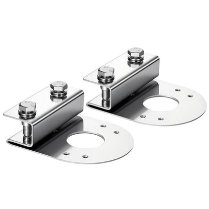 Pair of stainless steel clamp-on under-lamp mounting brackets with threaded studs