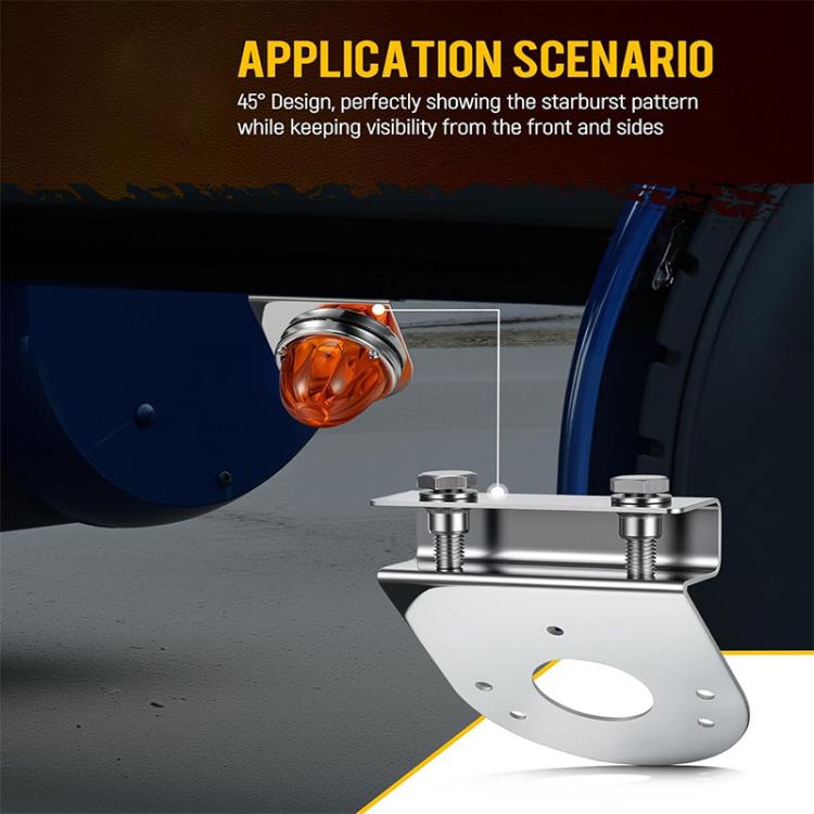 Stainless steel clamp-on light bracket with mounting plate and threaded studs