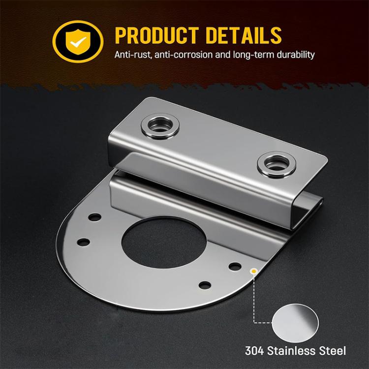 304 stainless steel clamp-on light bracket with base plate and two mounting studs