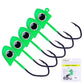 Micro triangle jig head hooks with black treble hooks, green bodies