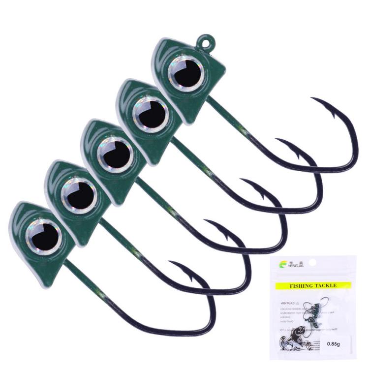 Micro triangle jig head hooks with black treble hooks, dark gray bodies