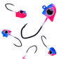 Close-up micro triangle jig head hooks with black double barbed hook tips