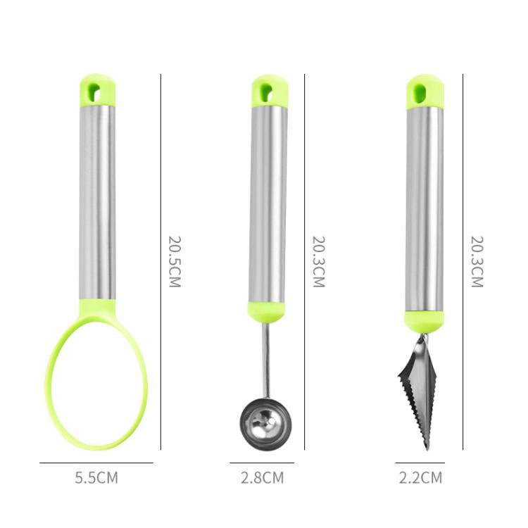 LsCook 3-Piece Set Fruit Ball Scooper Set Kitchen Carving Knife