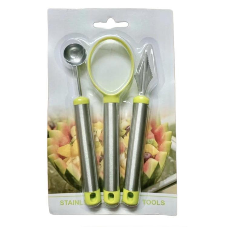 LsCook 3-Piece Set Fruit Ball Scooper Set Kitchen Carving Knife