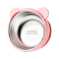 Pink silicone toddler feeding bowl with 304 stainless steel inner and suction base.