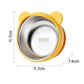 Yellow silicone-rimmed toddler bowl with oval stainless steel inner, top view