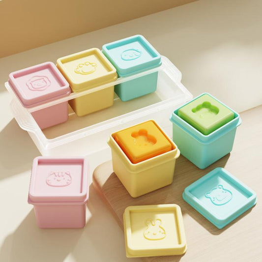 Silicone Baby Food Storage Container Ice Cube Tray 6 Individual 4oz Portions Freezer Tray with Lids
