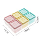 Silicone baby food ice cube tray with 6 lids, pastel mint yellow and pink compartments