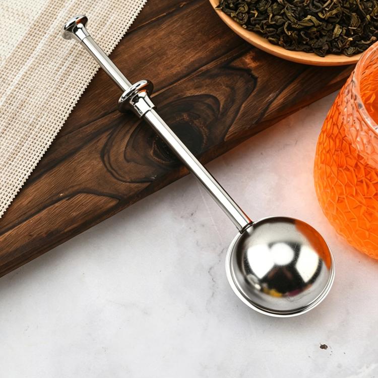 Telescopic stainless steel tea strainer infuser with round mesh cup and long handle