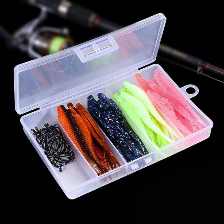 Soft Bait Crankbait Hook Set Split Soft Lure, HENGJIA 60pcs /Box, HENGJIA 65pcs /Box