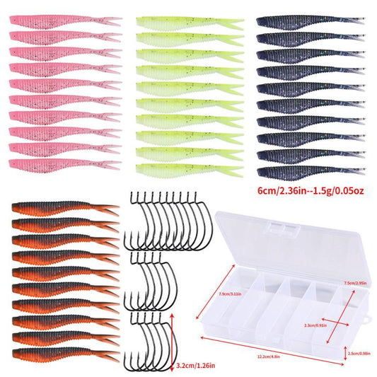 Soft Bait Crankbait Hook Set Split Soft Lure, HENGJIA 60pcs /Box, HENGJIA 65pcs /Box