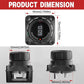 Digital display battery power-off switch with front and side views, black round module