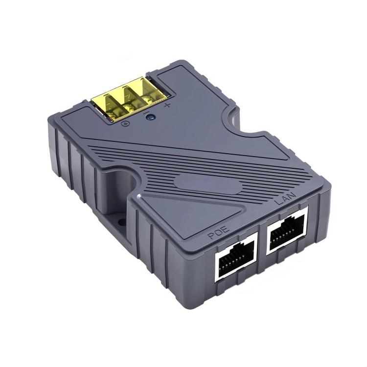 150W PoE power injector with LAN and POE Ethernet ports and indicator window
