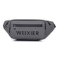 Gray waterproof sling fanny pack with front zip pocket and WEIXIER logo