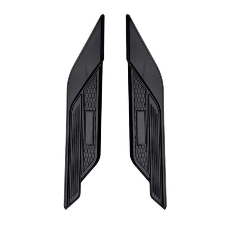 Black door-side light trim covers, vertical pair with textured pattern and rectangular insert