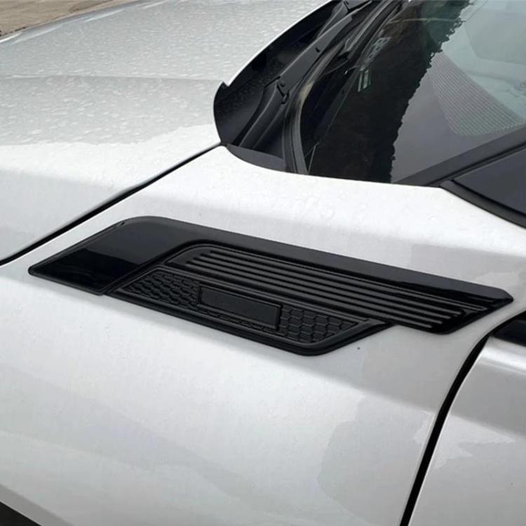 Black side light frame trim sticker, textured panel with center rectangle on fender