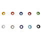 Assorted 5mm metal eyelets with colorful rings in orange, blue, red, green, black, white