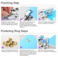 Metal eyelet installation diagram showing punching and protecting ring steps